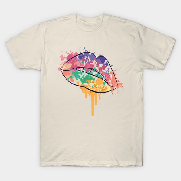 Mouth With Watercolor Stains T-Shirt by ExelanArt